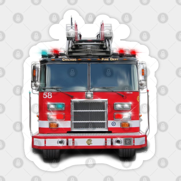 Gorgeous Chicago Fire Truck Sticker by MotorManiac